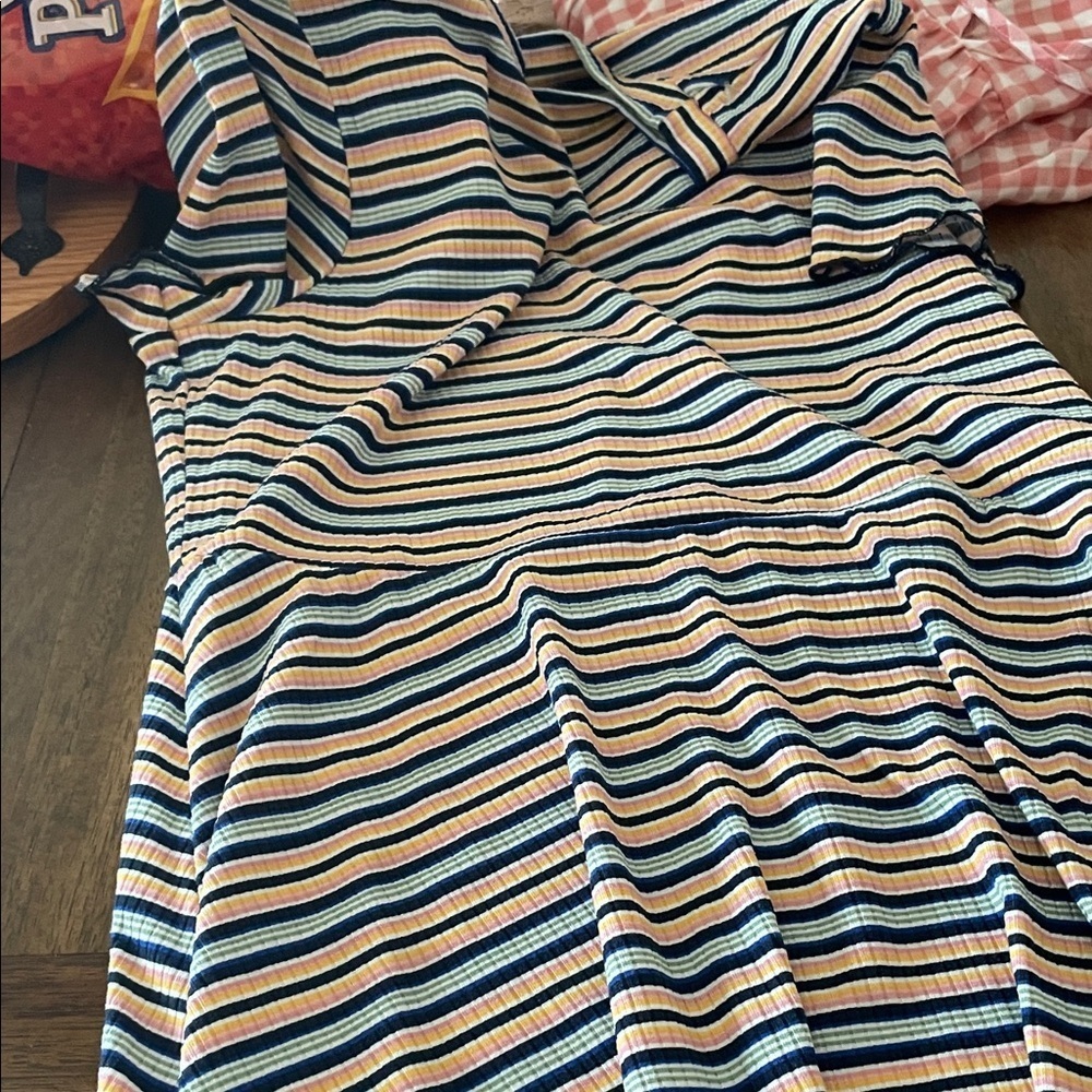 Knitworks Striped dress in Navy, Cream & Yellow Pink Accent dress